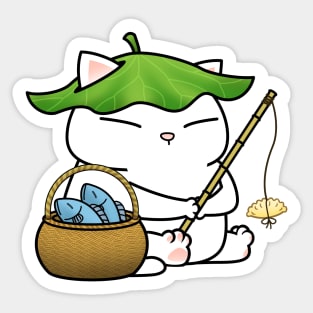Chubby Cat Fishing Sticker